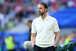 England Euro 2024 squad Gareth Southgate, Head Coach of England, looks on during the UEFA EURO 2024 quarter-final match between England and Switzerland at Düsseldorf Arena on July 06, 2024 in Dusseldorf, Germany. (Photo by Michael Regan - UEFA/UEFA via Getty Images)