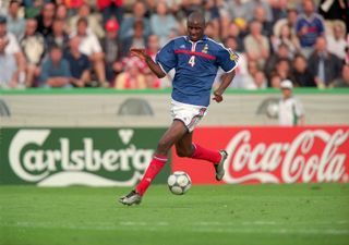 Patrick Vieira in action against Denmark during the group stage of Euro 2000